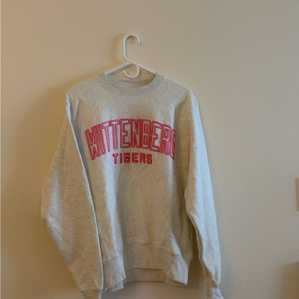 Champion Gray and Red Crewneck Sweater